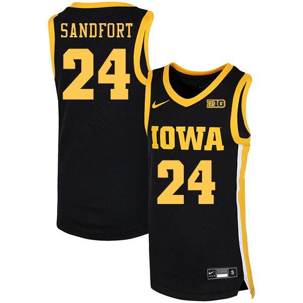 Men #24 Pryce Sandfort Iowa Hawkeyes College Basketball Jerseys Stitched Sale-Black